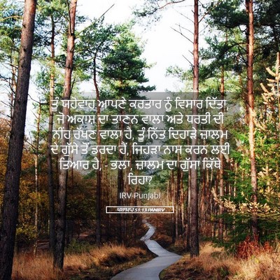 Picture 05 - ਯਸਾਯਾਹ 51:13 PANIRV - ਤੂੰ ਯਹੋਵਾਹ ਆਪਣੇ - Bible Verse Picture