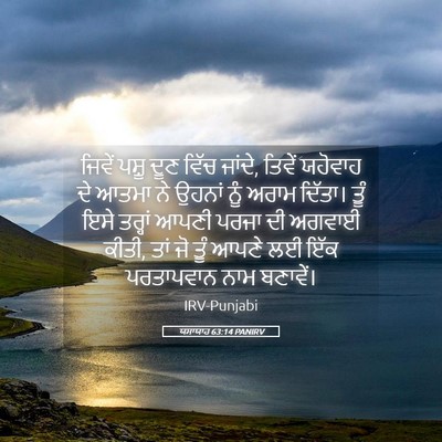 Picture 05 - ਯਸਾਯਾਹ 63:14 PANIRV - ਜਿਵੇਂ ਪਸ਼ੂ ਦੂਣ - Bible Verse Picture