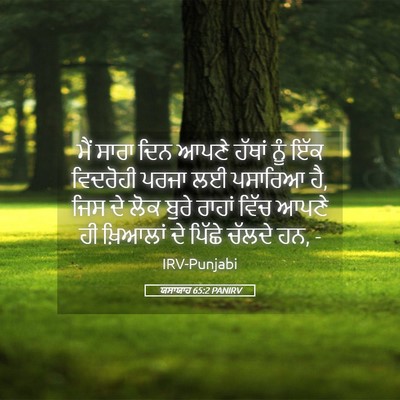 Picture 05 - ਯਸਾਯਾਹ 65:2 PANIRV - ਮੈਂ ਸਾਰਾ ਦਿਨ ਆਪਣੇ - Bible Verse Picture
