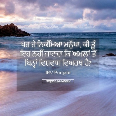 Picture 05 - ਯਾਕੂਬ 2:20 PANIRV - ਪਰ ਹੇ ਨਿਕੰਮਿਆ - Bible Verse Picture