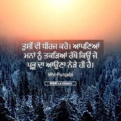 Picture 05 - ਯਾਕੂਬ 5:8 PANIRV - ਤੁਸੀਂ ਵੀ ਧੀਰਜ ਕਰੋ। - Bible Verse Picture