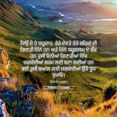 Picture 05 - ਯਿਰਮਿਯਾਹ 11:13 PANIRV - ਕਿਉਂ ਜੋ ਹੇ ਯਹੂਦਾਹ, - Bible Verse Picture