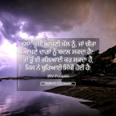 Picture 05 - ਯਿਰਮਿਯਾਹ 13:23 PANIRV - ਭਲਾ, ਕੂਸ਼ੀ ਆਪਣੀ ਖੱਲ - Bible Verse Picture