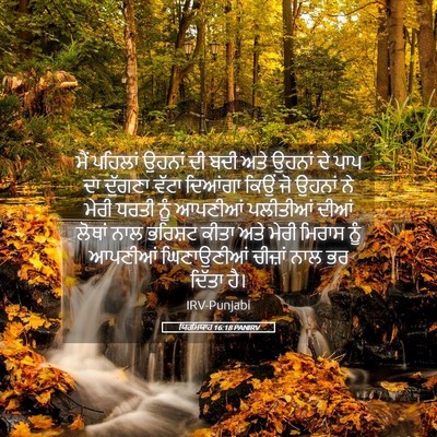 Picture 05 - ਯਿਰਮਿਯਾਹ 16:18 PANIRV - ਮੈਂ ਪਹਿਲਾਂ ਉਹਨਾਂ - Bible Verse Picture
