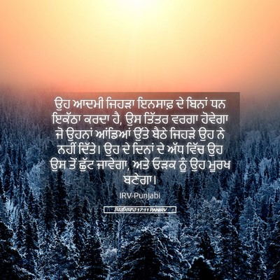 Picture 05 - ਯਿਰਮਿਯਾਹ 17:11 PANIRV - ਉਹ ਆਦਮੀ ਜਿਹੜਾ - Bible Verse Picture