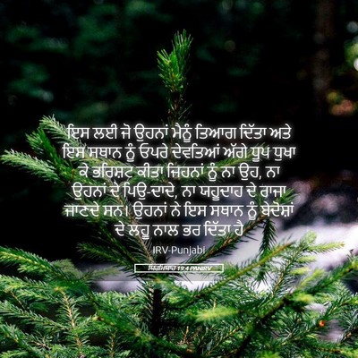 Picture 05 - ਯਿਰਮਿਯਾਹ 19:4 PANIRV - ਇਸ ਲਈ ਜੋ ਉਹਨਾਂ - Bible Verse Picture