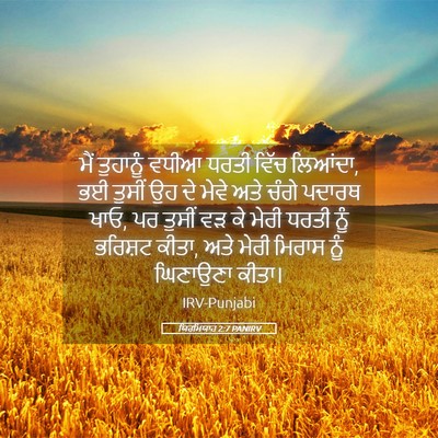Picture 05 - ਯਿਰਮਿਯਾਹ 2:7 PANIRV - ਮੈਂ ਤੁਹਾਨੂੰ ਵਧੀਆ - Bible Verse Picture