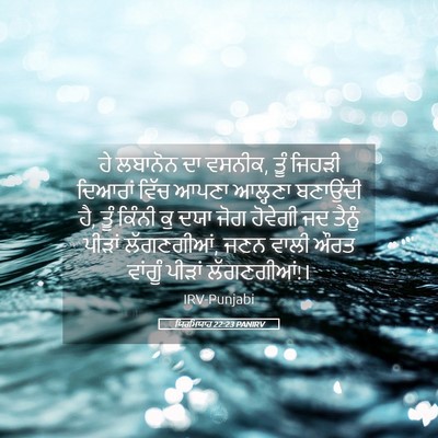Picture 05 - ਯਿਰਮਿਯਾਹ 22:23 PANIRV - ਹੇ ਲਬਾਨੋਨ ਦਾ ਵਸਨੀਕ, - Bible Verse Picture