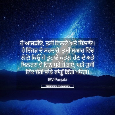 Picture 05 - ਯਿਰਮਿਯਾਹ 25:34 PANIRV - ਹੇ ਆਜੜੀਓ, ਤੁਸੀਂ - Bible Verse Picture