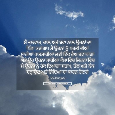 Picture 05 - ਯਿਰਮਿਯਾਹ 29:18 PANIRV - ਮੈਂ ਤਲਵਾਰ, ਕਾਲ ਅਤੇ - Bible Verse Picture