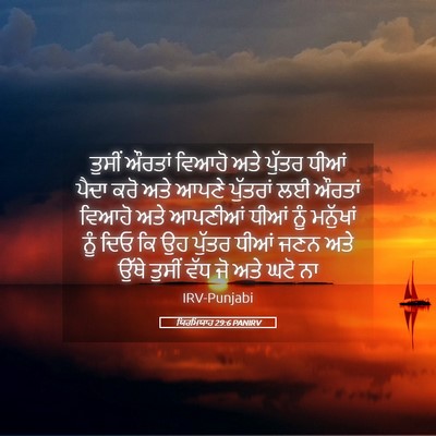 Picture 05 - ਯਿਰਮਿਯਾਹ 29:6 PANIRV - ਤੁਸੀਂ ਔਰਤਾਂ ਵਿਆਹੋ - Bible Verse Picture
