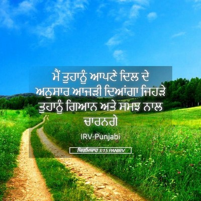 Picture 05 - ਯਿਰਮਿਯਾਹ 3:15 PANIRV - ਮੈਂ ਤੁਹਾਨੂੰ ਆਪਣੇ - Bible Verse Picture