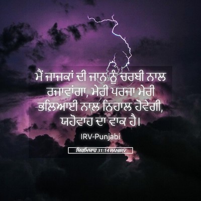 Picture 05 - ਯਿਰਮਿਯਾਹ 31:14 PANIRV - ਮੈਂ ਜਾਜਕਾਂ ਦੀ ਜਾਨ - Bible Verse Picture