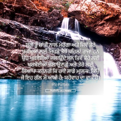 Picture 05 - ਯਿਰਮਿਯਾਹ 34:5 PANIRV - ਸਗੋਂ ਤੂੰ ਸ਼ਾਂਤੀ - Bible Verse Picture