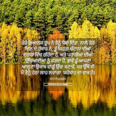 Picture 05 - ਯਿਰਮਿਯਾਹ 49:16 PANIRV - ਤੇਰੇ ਭਿਆਨਕ ਰੂਪ ਨੇ - Bible Verse Picture