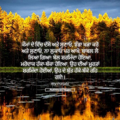Picture 05 - ਯਿਰਮਿਯਾਹ 50:2 PANIRV - ਕੌਮਾਂ ਦੇ ਵਿੱਚ ਦੱਸੋ - Bible Verse Picture