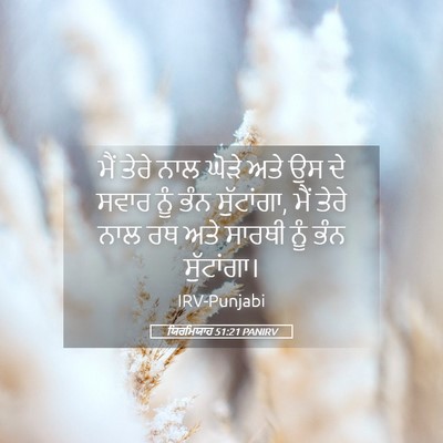 Picture 05 - ਯਿਰਮਿਯਾਹ 51:21 PANIRV - ਮੈਂ ਤੇਰੇ ਨਾਲ ਘੋੜੇ - Bible Verse Picture