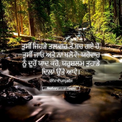 Picture 05 - ਯਿਰਮਿਯਾਹ 51:50 PANIRV - ਤੁਸੀਂ ਜਿਹੜੇ ਤਲਵਾਰ - Bible Verse Picture