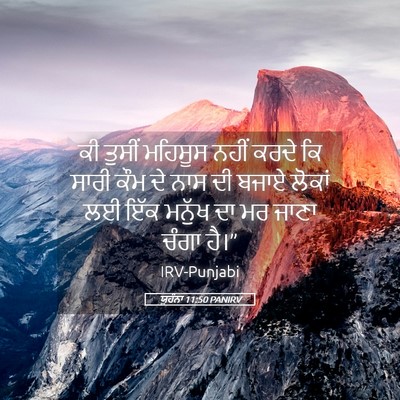Picture 05 - ਯੂਹੰਨਾ 11:50 PANIRV - ਕੀ ਤੁਸੀਂ ਮਹਿਸੂਸ - Bible Verse Picture