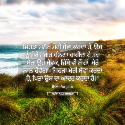 Picture 05 - ਯੂਹੰਨਾ 12:26 PANIRV - ਜਿਹੜਾ ਮਨੁੱਖ ਮੇਰੀ - Bible Verse Picture