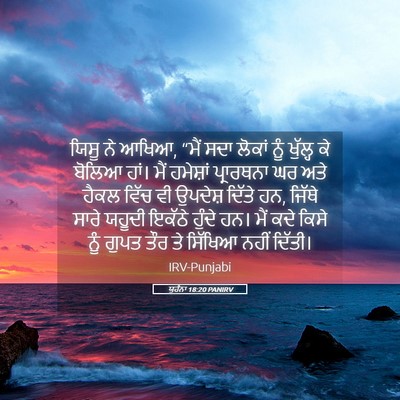 Picture 05 - ਯੂਹੰਨਾ 18:20 PANIRV - ਯਿਸੂ ਨੇ ਆਖਿਆ, “ਮੈਂ - Bible Verse Picture