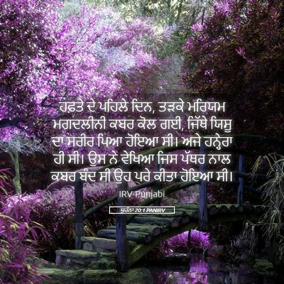 Picture 05 - ਯੂਹੰਨਾ 20:1 PANIRV - ਹਫ਼ਤੇ ਦੇ ਪਹਿਲੇ ਦਿਨ, - Bible Verse Picture
