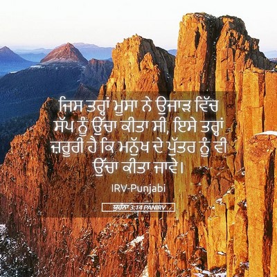 Picture 05 - ਯੂਹੰਨਾ 3:14 PANIRV - ਜਿਸ ਤਰ੍ਹਾਂ ਮੂਸਾ ਨੇ - Bible Verse Picture