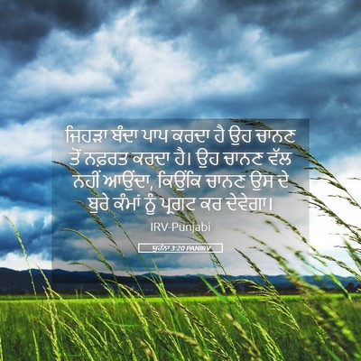 Picture 05 - ਯੂਹੰਨਾ 3:20 PANIRV - ਜਿਹੜਾ ਬੰਦਾ ਪਾਪ - Bible Verse Picture