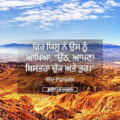 Picture 05 - ਯੂਹੰਨਾ 5:8 PANIRV - ਫਿਰ ਯਿਸੂ ਨੇ ਉਸ ਨੂੰ - Bible Verse Picture