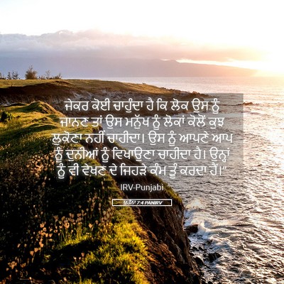 Picture 05 - ਯੂਹੰਨਾ 7:4 PANIRV - ਜੇਕਰ ਕੋਈ ਚਾਹੁੰਦਾ - Bible Verse Picture