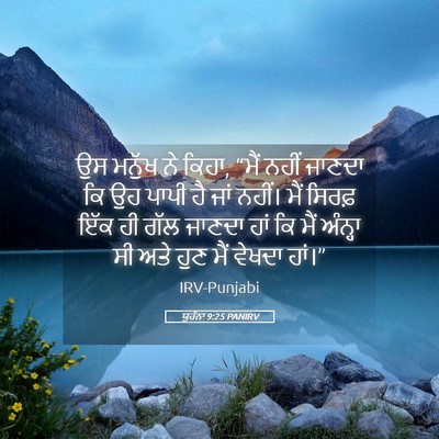 Picture 05 - ਯੂਹੰਨਾ 9:25 PANIRV - ਉਸ ਮਨੁੱਖ ਨੇ ਕਿਹਾ, - Bible Verse Picture
