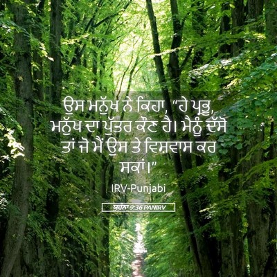 Picture 05 - ਯੂਹੰਨਾ 9:36 PANIRV - ਉਸ ਮਨੁੱਖ ਨੇ ਕਿਹਾ, - Bible Verse Picture