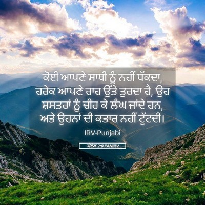 Picture 05 - ਯੋਏਲ 2:8 PANIRV - ਕੋਈ ਆਪਣੇ ਸਾਥੀ ਨੂੰ - Bible Verse Picture