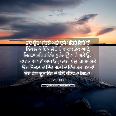 Picture 05 - ਰਸੂਲਾਂ ਦੇ ਕਰਤੱਬ 12:10 PANIRV - ਤਦ ਉਹ ਪਹਿਲੇ ਅਤੇ - Bible Verse Picture
