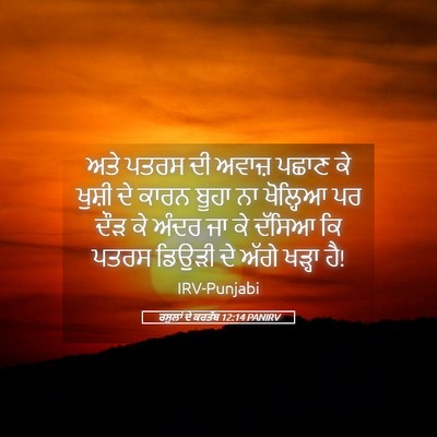 Picture 05 - ਰਸੂਲਾਂ ਦੇ ਕਰਤੱਬ 12:14 PANIRV - ਅਤੇ ਪਤਰਸ ਦੀ ਅਵਾਜ਼ - Bible Verse Picture
