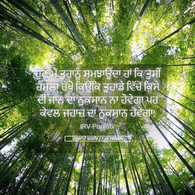 Picture 05 - ਰਸੂਲਾਂ ਦੇ ਕਰਤੱਬ 27:22 PANIRV - ਹੁਣ ਮੈਂ ਤੁਹਾਨੂੰ - Bible Verse Picture