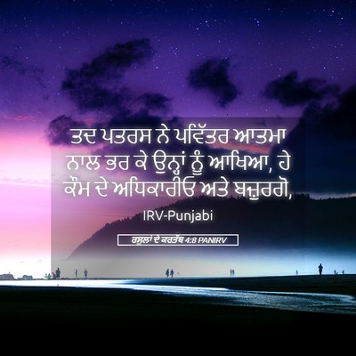 Picture 05 - ਰਸੂਲਾਂ ਦੇ ਕਰਤੱਬ 4:8 PANIRV - ਤਦ ਪਤਰਸ ਨੇ ਪਵਿੱਤਰ - Bible Verse Picture
