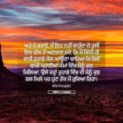 Picture 05 - ਰੋਮੀਆਂ 1:13 PANIRV - ਅਤੇ ਹੇ ਭਰਾਵੋ, ਮੈਂ - Bible Verse Picture