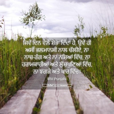 Picture 05 - ਰੋਮੀਆਂ 13:13 PANIRV - ਜਿਵੇਂ ਦਿਨ ਵੇਲੇ - Bible Verse Picture
