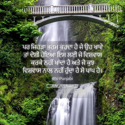 Picture 05 - ਰੋਮੀਆਂ 14:23 PANIRV - ਪਰ ਜਿਹੜਾ ਭਰਮ ਕਰਦਾ - Bible Verse Picture