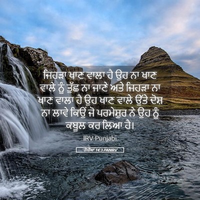 Picture 05 - ਰੋਮੀਆਂ 14:3 PANIRV - ਜਿਹੜਾ ਖਾਣ ਵਾਲਾ ਹੈ - Bible Verse Picture