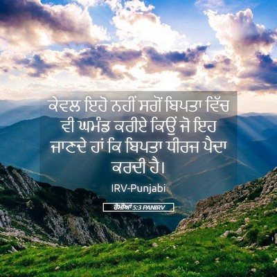 Picture 05 - ਰੋਮੀਆਂ 5:3 PANIRV - ਕੇਵਲ ਇਹੋ ਨਹੀਂ ਸਗੋਂ - Bible Verse Picture
