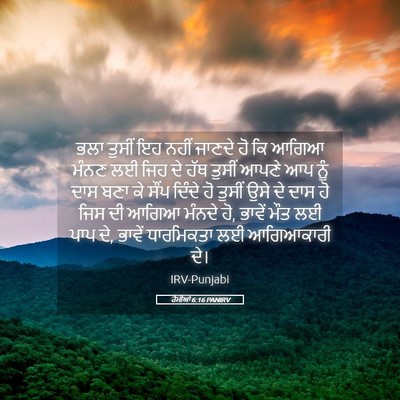 Picture 05 - ਰੋਮੀਆਂ 6:16 PANIRV - ਭਲਾ ਤੁਸੀਂ ਇਹ ਨਹੀਂ - Bible Verse Picture