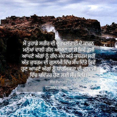 Picture 05 - ਰੋਮੀਆਂ 6:19 PANIRV - ਮੈਂ ਤੁਹਾਡੇ ਸਰੀਰ ਦੀ - Bible Verse Picture