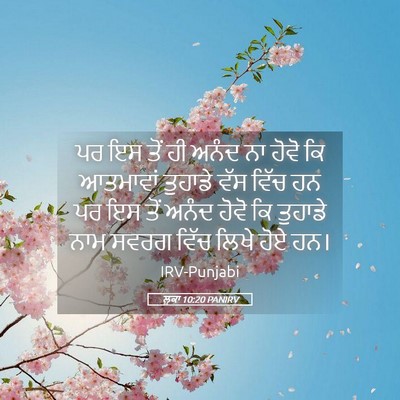 Picture 05 - ਲੂਕਾ 10:20 PANIRV - ਪਰ ਇਸ ਤੋਂ ਹੀ ਅਨੰਦ - Bible Verse Picture