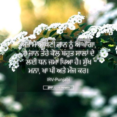 Picture 05 - ਲੂਕਾ 12:19 PANIRV - ਅਤੇ ਮੈਂ ਆਪਣੀ ਜਾਨ - Bible Verse Picture