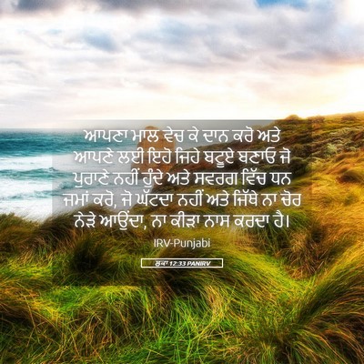Picture 05 - ਲੂਕਾ 12:33 PANIRV - ਆਪਣਾ ਮਾਲ ਵੇਚ ਕੇ ਦਾਨ - Bible Verse Picture