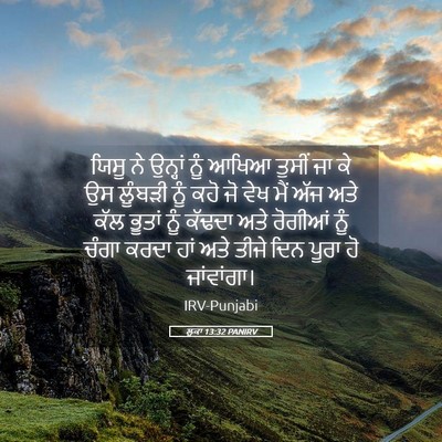 Picture 05 - ਲੂਕਾ 13:32 PANIRV - ਯਿਸੂ ਨੇ ਉਨ੍ਹਾਂ ਨੂੰ - Bible Verse Picture