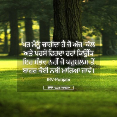 Picture 05 - ਲੂਕਾ 13:33 PANIRV - ਪਰ ਮੈਨੂੰ ਚਾਹੀਦਾ ਹੈ - Bible Verse Picture