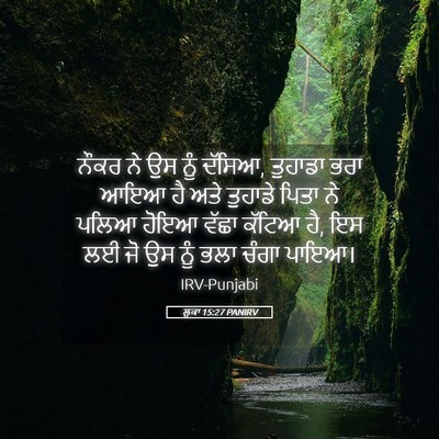 Picture 05 - ਲੂਕਾ 15:27 PANIRV - ਨੌਕਰ ਨੇ ਉਸ ਨੂੰ - Bible Verse Picture
